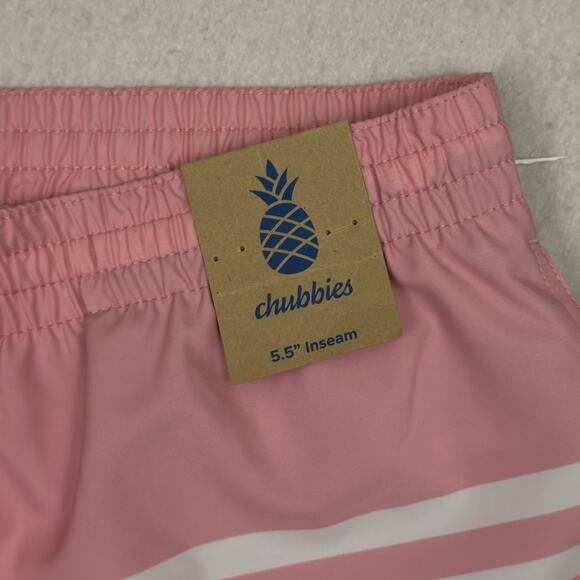 Chubbies The On The Horizons Swim Trunks XXL 5.5” Inseam Pink Teal Stripe NWT - Picture 8 of 12